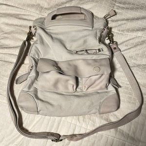 Free people off white canvas bag with leather